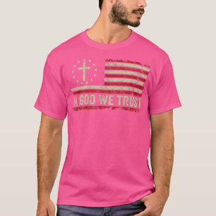In God vertrouwen we Amerikaanse vlag Cross Patri T-shirt