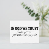 In God, vertrouwen we, betalen anderen geld Briefkaart (Staand voorkant)