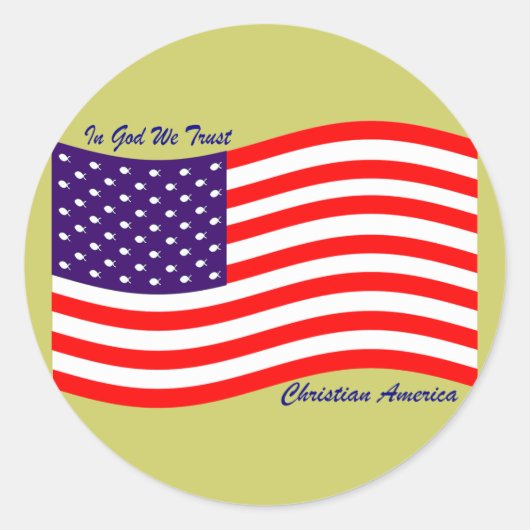 In God vertrouwen we ~ Christelijk Amerika Ronde Sticker (Voorkant)