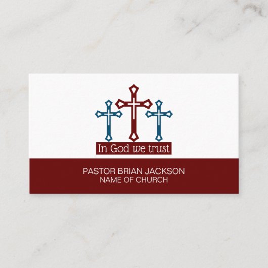 In God vertrouwen we, Crucifix, Christendom, Relig Visitekaartje (Voorkant)