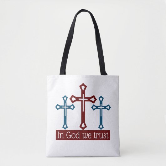 In God vertrouwen we, Crucifix Tote Bag (Voorkant)