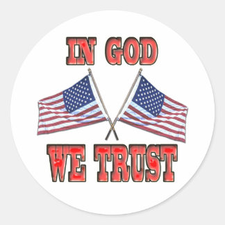 In God vertrouwen we de getransformeerde vlaggen S Ronde Sticker