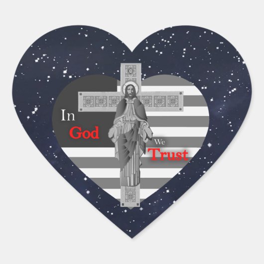 In God vertrouwen we Hart Sticker (Voorkant)