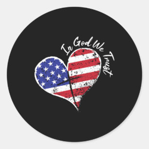 In God vertrouwen we het hart van de vierde juli p Ronde Sticker