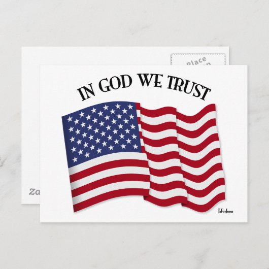 In God vertrouwen we met Amerikaanse vlag Briefkaart (Voorkant / Achterkant)