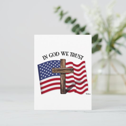 In God vertrouwen we met een robuust kruis en een  Briefkaart (Staand voorkant)