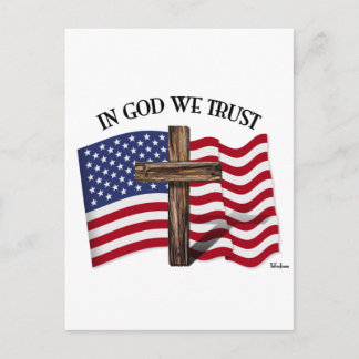 In God vertrouwen we met een robuust kruis en een  Briefkaart
