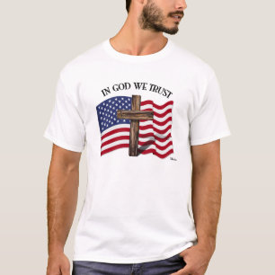 In God vertrouwen we met een robuust kruis en een  T-shirt