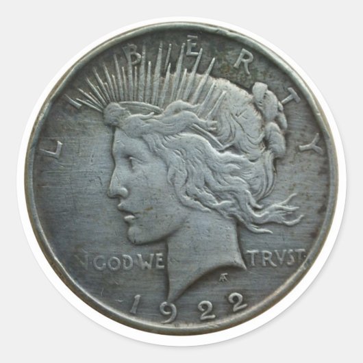 In GOD vertrouwen we - Munten uit 1922 Ronde Sticker (Voorkant)