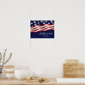 In God vertrouwen we op een golvende vlag Poster (Keuken)