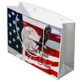 In God vertrouwen we op een grote geschenkzak Groot Cadeauzakje (Achterkant Gekanteld)