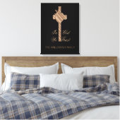 In God vertrouwen we op het Christelijke Kruisduif Canvas Afdruk (Insitu (Slaapkamer))