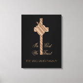 In God vertrouwen we op het Christelijke Kruisduif Canvas Afdruk (Voorkant)