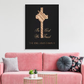 In God vertrouwen we op het Christelijke Kruisduif Canvas Afdruk (Insitu (Woonkamer))