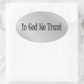 In God vertrouwen we Ovale Sticker (Tas)