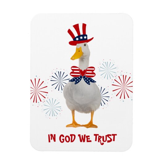 In God vertrouwen we Patriotic Duck Magneet (Verticaal)