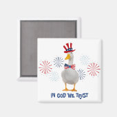 In God vertrouwen we Patriotic Duck Magneet (Voorkant / Achterkant)