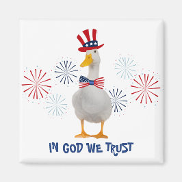 In God vertrouwen we Patriotic Duck Magneet