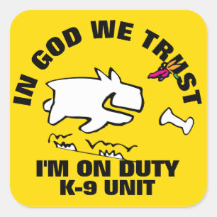 IN GOD VERTROUWEN WE VIERKANTE STICKER