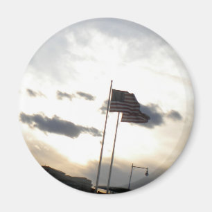 In God vertrouwen wij Amerikaanse vlag (Sunset) Ma Magneet