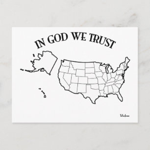 In God vertrouwen wij met de Amerikaanse contouren Briefkaart