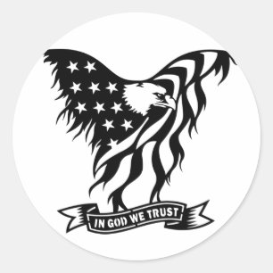 In God vertrouwen wij   Noord-Amerikaanse adelvlag Ronde Sticker