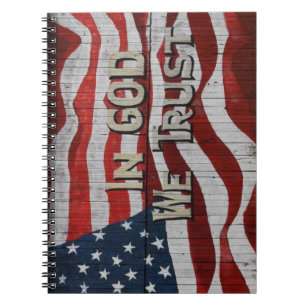 In God vertrouwen wij op de Amerikaanse vlag van R Notitieboek