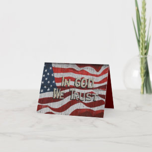 In God vertrouwen wij op de Amerikaanse vlag van R Notitiekaartje