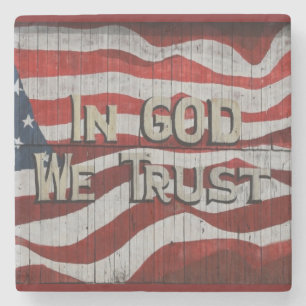 In God vertrouwen wij op de Amerikaanse vlag van R Stenen Onderzetter
