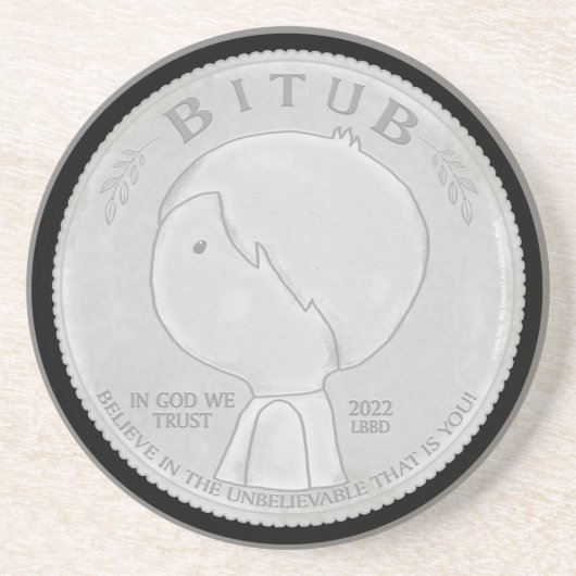 In God vertrouwen wij Zandsteen Onderzetter (Voorkant)