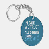 In God We Trust All Others Bring Data Lean Quote Sleutelhanger (Voorkant Links)