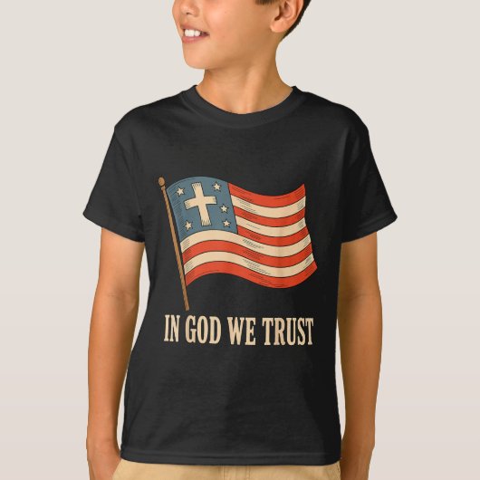 In God We Trust American Flag Cross Faith 4th Of J T-shirt (Voorkant)