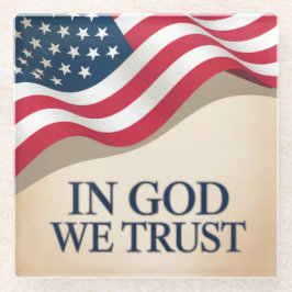In God We Trust American Flag Glass Onderzetter