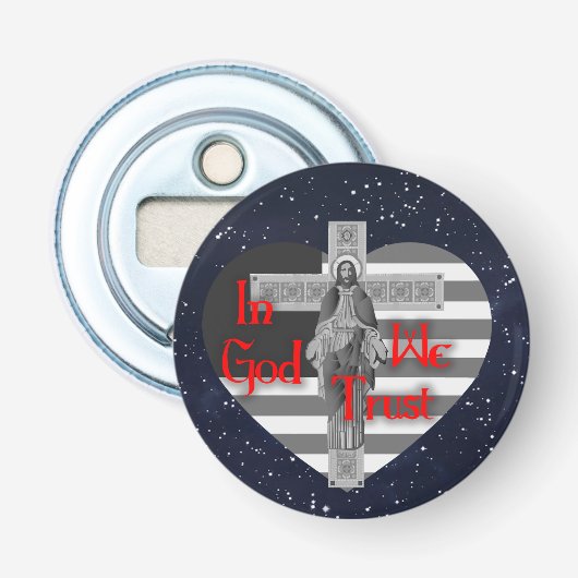 In God we Trust Button Flesopener (Voorkant)