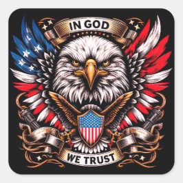 "In God We Trust Eagle" A Vierkante Sticker