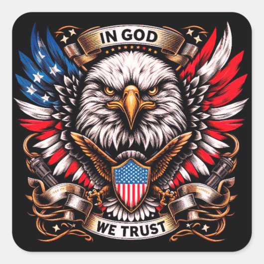 "In God We Trust Eagle" A Vierkante Sticker (Voorkant)