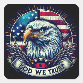 "In God We Trust Eagle" C Vierkante Sticker