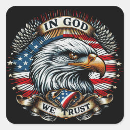 "In God We Trust Eagle" D Vierkante Sticker