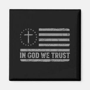 In God We Trust Jezus Kruis Usa Vlag Religieus Gel Magneet