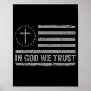 In God We Trust Jezus Kruis Verenigde Staten Vlag Poster