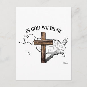 In God We Trust met robuust kruis en omtrek van de Briefkaart