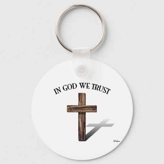 In God We Trust met robuust kruis Sleutelhanger (Voorkant)