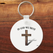 In God We Trust met robuust kruis Sleutelhanger (Voorkant)