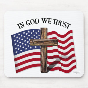In God We Trust met robuuste kruis en Amerikaanse  Muismat