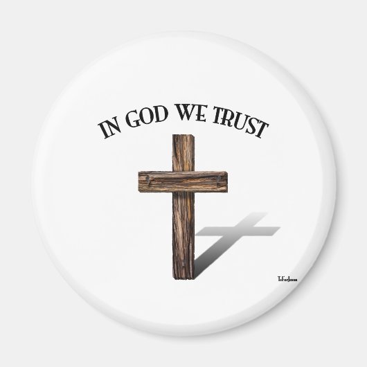 In God We Trust met robuuste kruis Magneet (Voorkant)
