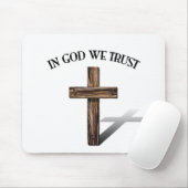 In God We Trust met robuuste kruis Muismat (Met muis)