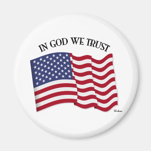 In God We Trust met vlag van de VS Magneet (Voorkant)