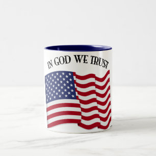 In God We Trust met vlag van de VS Tweekleurige Koffiemok