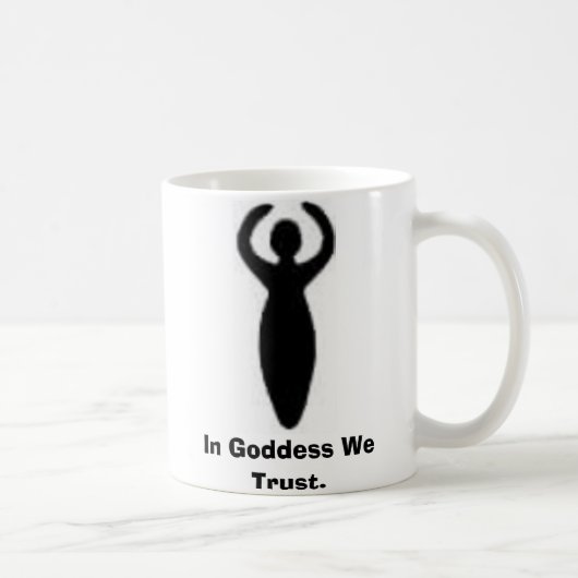 In godin vertrouwen we. koffiemok (Rechts)