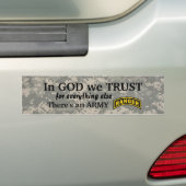 in godsnaam vertrouwen we op de militaire tegensta bumpersticker (Op auto)